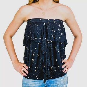 .Free People Stardust Galaxy tube top black gold XS